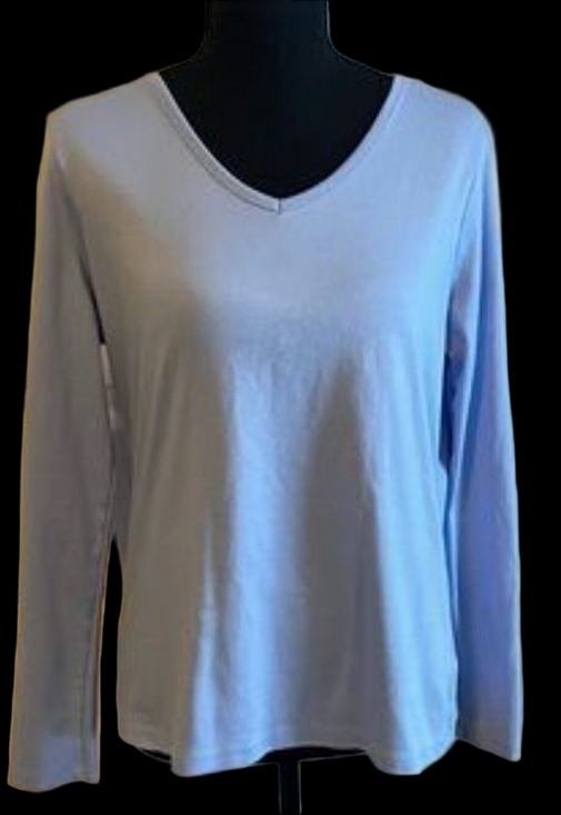L.L. Bean Tops - LL Bean Women's Light Blue V-Neck Top/Tee